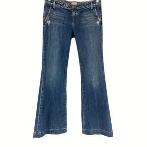 PAIGE Santa Monica Jeans Womens 32 Blue Bootcut Flare Stretch USA Made